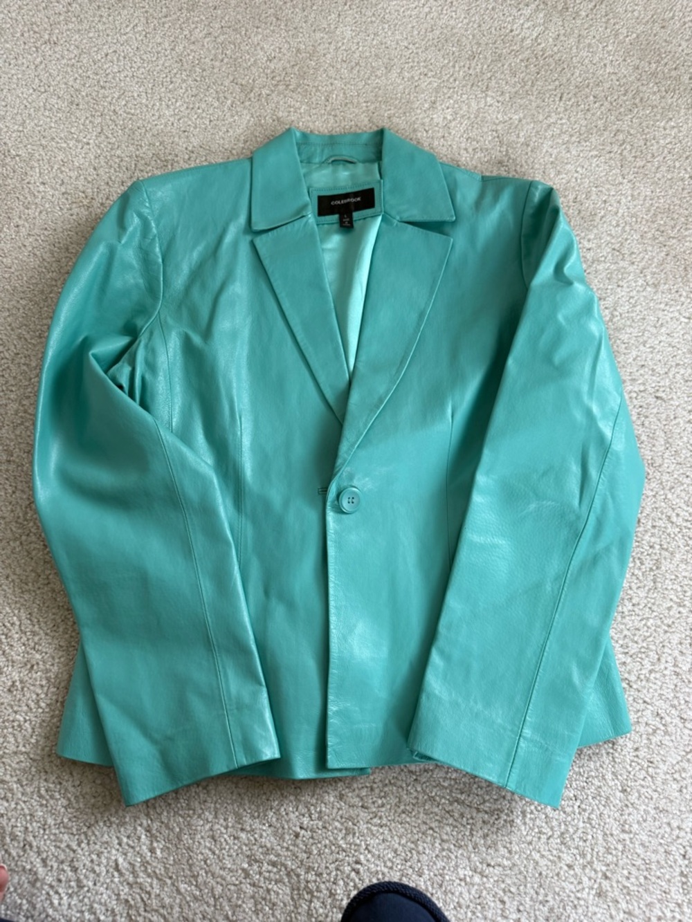 Blue-Green Leather Blazer